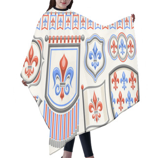 Personality  Vector Fleur De Lis Set, Horizontal Banner With Collection Of Cut Out Illustrations Of Different Red And Blue Fleur De Lis Flourishes, Seamless Bunting, Group Of Vintage Decorative Design Elements Hair Cutting Cape