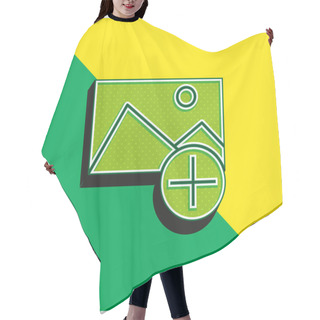 Personality  Add Green And Yellow Modern 3d Vector Icon Logo Hair Cutting Cape
