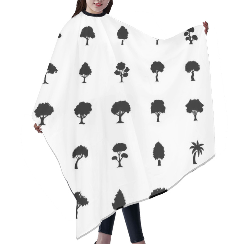 Personality  Trees Glyph Vector Icons Set Hair Cutting Cape