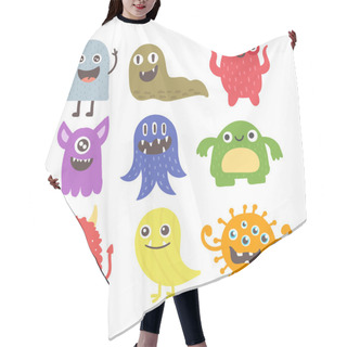 Personality  Cute Monsters Vector Set. Hair Cutting Cape