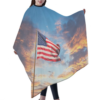 Personality  American Flag On Old Flagpole At Sunset Hair Cutting Cape