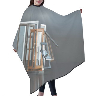 Personality  3D Rendering Of A Selection Of Windows Of Different Types And Styles Hair Cutting Cape
