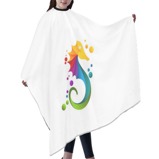 Personality  Seahorse Logo, Abstract Sea Print Colourful Symbol Design Hair Cutting Cape