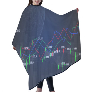 Personality  Candlestick Graph Chart With Digital Data, Uptrend Or Down Trend Hair Cutting Cape