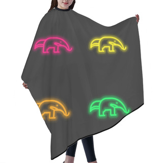 Personality  Anteater Four Color Glowing Neon Vector Icon Hair Cutting Cape