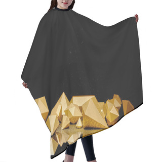 Personality  Shiny Faceted Golden Pieces And Dust Reflected On Black Background  Hair Cutting Cape