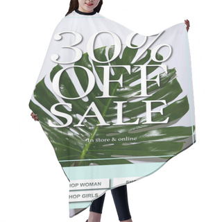 Personality  Fresh Tropical Green Leaf On White Background With Sale Illustration Hair Cutting Cape