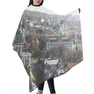 Personality  Aerial View Of Lviv City With Carmelite Church And Buildings In Downtown Of Lviv, Ukraine Hair Cutting Cape