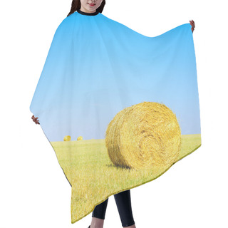 Personality  Hay Roll, Blue Sky And Yellow Field In Summer. Tuscany Hair Cutting Cape