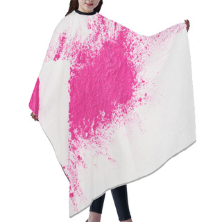 Personality  Square Empty Frame Of Pink Holy Paint On White Background With Copy Space Hair Cutting Cape