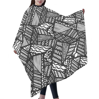 Personality  Black And White Vector Seamless Texture With A Graphic Pattern O Hair Cutting Cape