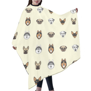 Personality  Yellow Background With Dogs Of Various Breeds Hair Cutting Cape