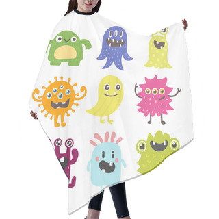 Personality  Cute Monsters Vector Set. Hair Cutting Cape