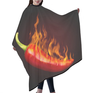Personality  Red Hot Chili Pepper On Black Background With Flame Hair Cutting Cape