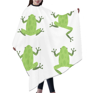 Personality  Set Of Green Frog In Flat Style With Pattern Hair Cutting Cape