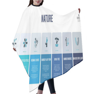 Personality  Web Banner Design With Nature Concept Elements. Hair Cutting Cape