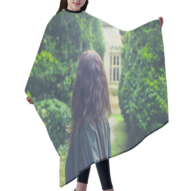 Personality  Young Woman Exploring Formal Garden Hair Cutting Cape