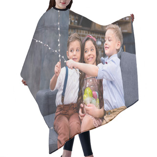 Personality  Kids With Easter Eggs And Catkins  Hair Cutting Cape