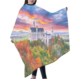 Personality  Majestic Sunset View Of Famous Neuschwanstein Castle In Autumn. Hair Cutting Cape