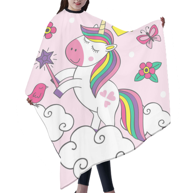 Personality  Beautiful Little Unicorn On Cloud - Vector Illustration, Eps Hair Cutting Cape