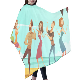 Personality  Dancing People Vacation  Party Cartoon Poster  Hair Cutting Cape