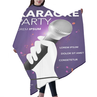 Personality  Vector Karaoke Party Invitation Flyer Poster Banner Design Template. Silhouette Of Hand With Microphone On Abstract Dark Background. Concept For A Night Club Advertising. Hair Cutting Cape