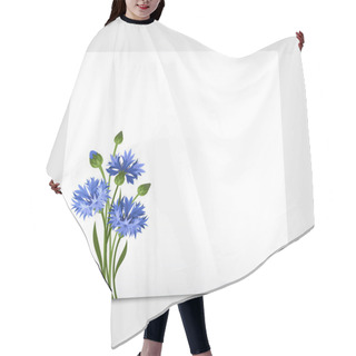 Personality  Vector Card With Blue Cornflowers. Eps-10. Hair Cutting Cape
