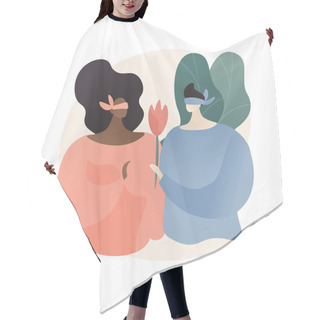 Personality  Blind Date Abstract Concept Vector Illustration. Hair Cutting Cape