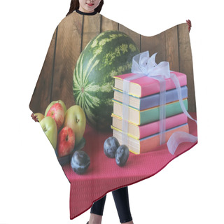 Personality  Still Life With Books, Plums, A Water-melon And Apples Hair Cutting Cape