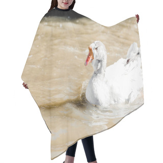 Personality  White Duck Swimming In Pond In Zoo Hair Cutting Cape