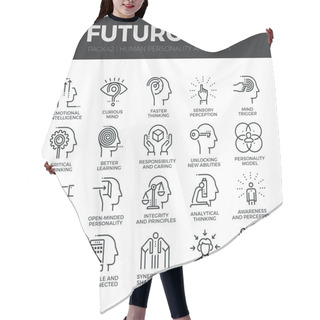 Personality  Human Personality Icons Set Hair Cutting Cape