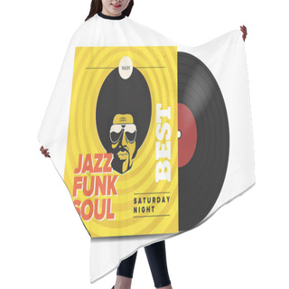 Personality  Realistic Vinyl Record With Cover Mockup. Disco Party. Retro Design. Front View. Hair Cutting Cape