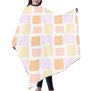 Personality  Vector Seamless Pattern With Colored Hand Drawn Squares. Hair Cutting Cape