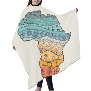 Personality  Textured Vector Map Of Africa. Hand-drawn Ethno Pattern, Tribal Background. Vector Illustration. Abstract Colored Background Hair Cutting Cape