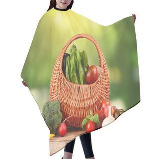 Personality  Fresh Vegetables On Wooden Table Hair Cutting Cape