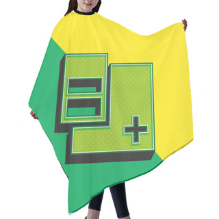 Personality  Add Square Button With Three Vertical Rectangles Green And Yellow Modern 3d Vector Icon Logo Hair Cutting Cape
