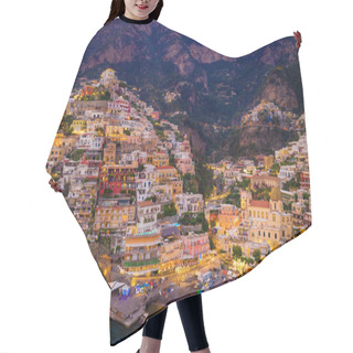 Personality  Aerial View Of Positano At Sunset On The Stunning Amalfi Coast, Italy Hair Cutting Cape