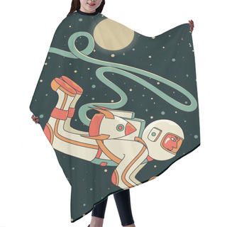 Personality  Flying Astronaut Holding The Moon Digital Illustration Hair Cutting Cape