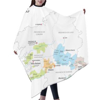 Personality  Galicia, Spain, Vector Map Of The Vineyards Hair Cutting Cape