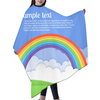 Personality  Vector Rainbow With Clouds And Green Grass Hair Cutting Cape