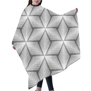 Personality  Seamless Monochrome Pattern. Grungy Geometric Shapes Tiling. Hair Cutting Cape