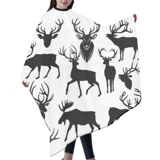 Personality  Black Silhouettes Of Deers And Deer Horns Hair Cutting Cape