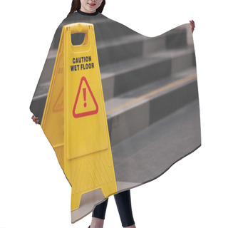 Personality  Yellow Sign Of Caution Reserve Cleaning On The Wet Floor Hair Cutting Cape