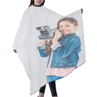 Personality  Adorable Girl With Retro Camera Hair Cutting Cape