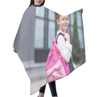 Personality  Redhead Schoolgirl With Backpack Hair Cutting Cape