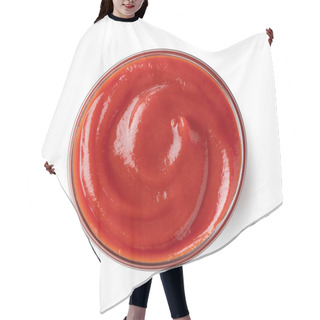 Personality  Shot From Above Of Ketchup In A Glass Bowl On A White Background Hair Cutting Cape