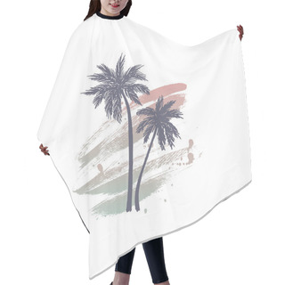 Personality  Hand Drawn Palm Trees Hair Cutting Cape