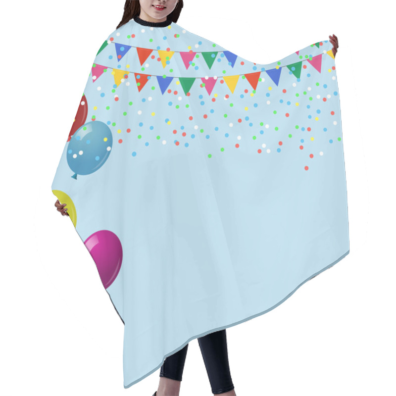 Personality  Celebrate Background. Festive Bright Background With Balloons And Flags Hair Cutting Cape
