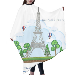 Personality  Welcome To France With Eiffel Tower Illustration Hair Cutting Cape
