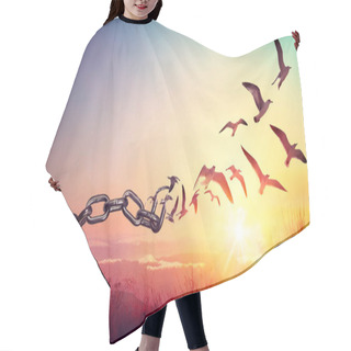 Personality  Freedom - Chains That Transform Into Birds - Charge Concept Hair Cutting Cape